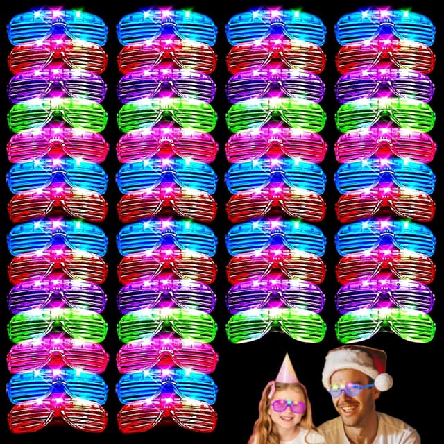 Detalle de Zaaaslsm 40-Pack LED Glow Glasses (Light-Up, Fast Blinking) for Parties & Events