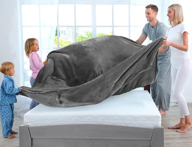 Thumbnail 2 de Utopia Bedding Kuscheldecke 200x150 Grau Flausch Fleecedecke