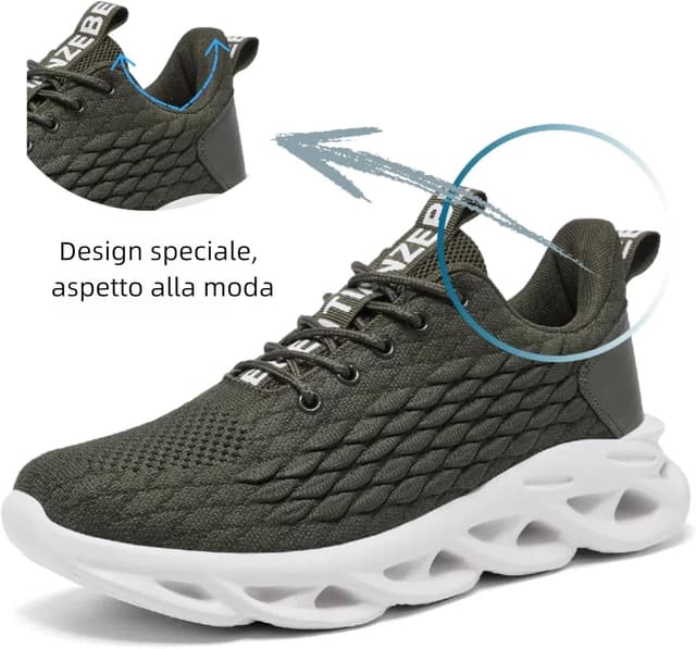 Detalle 2 de TIANZEBEN Herren Turnschuhe: atmungsaktive Sportschuhe für Lauf- und Freizeit (Sneaker/Training)