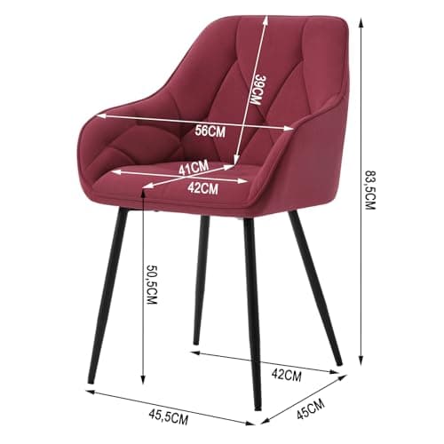 Thumbnail 2 de WOLTU EZS02bd-4 - Sillas de Cocina 💺 de Terciopelo Burdeos