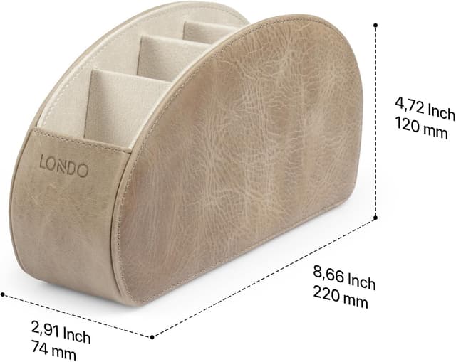 Detalle de Londo Remote Control Holder with 5 Pockets in Genuine Leather (Italian) — Slim Storage for Remotes