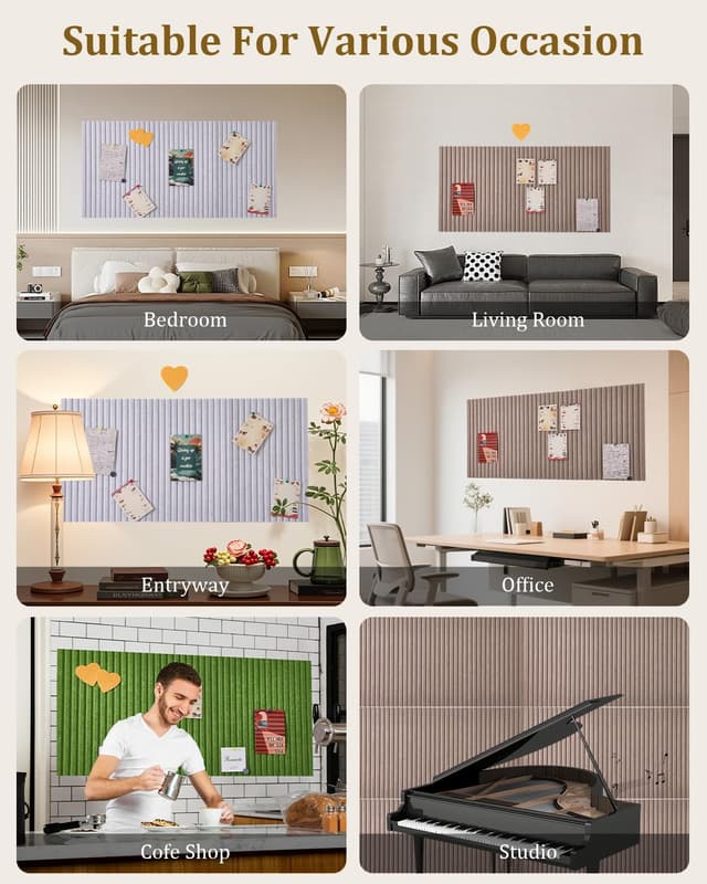 Thumbnail 6 de rokeblau Custom Large Cork Board by Size & Color (Beige, 120x80 cm) – Anti-Drilling Felt Bulletin Board