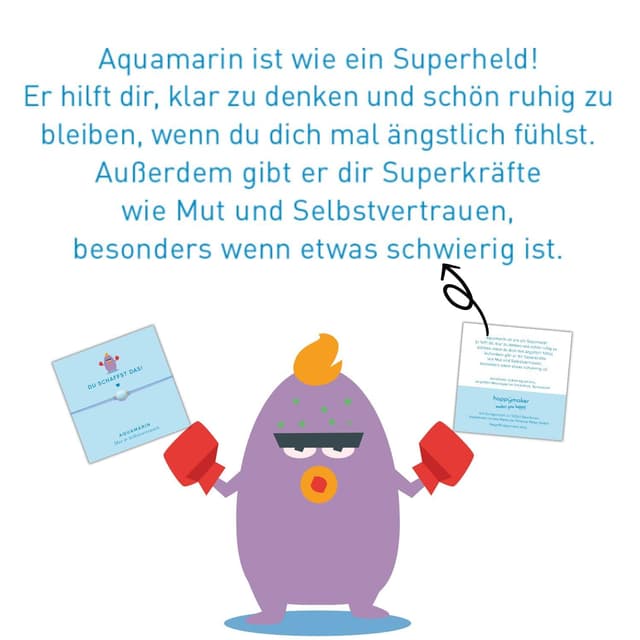 Detalle 2 de happymaker Edelsteine für Kinder: 2er-Armband-Set mit Rosenquarz & Aquamarin (4–10 Jahre)