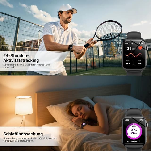 Thumbnail 5 de IOWODO Smartwatch – Bluetooth Anrufe, SpO2, Schlafüberwachung