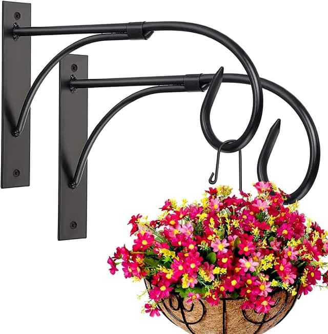 Detalle de Iron Wall Mount Plant Hanger (2-pack, 11 inch) rust-resistant brackets for hanging plants, lanterns and more
