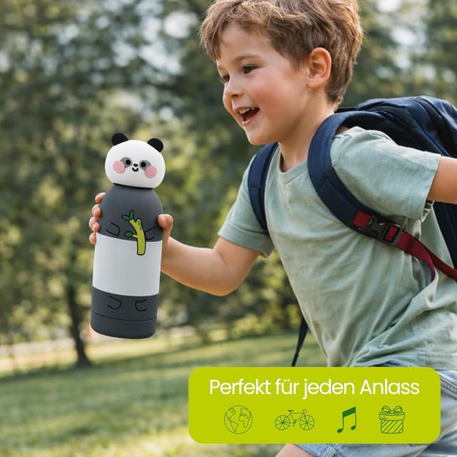 Thumbnail 6 de Cartomania Thermosflasche aus Edelstahl (350 ml) mit Silikondeckel – panda Design, BPA-frei