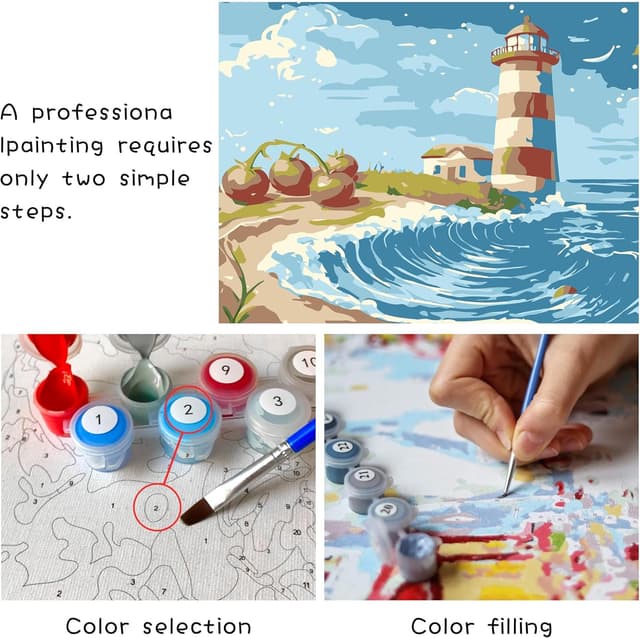 Detalle de Reofrey Framed Paint by Numbers Kit for Adults & Beginners (20x30cm) — Canvas Deer Animals