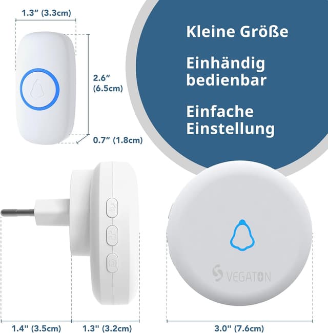 Thumbnail 4 de VEGATON Funkklingel mit 150 m Reichweite