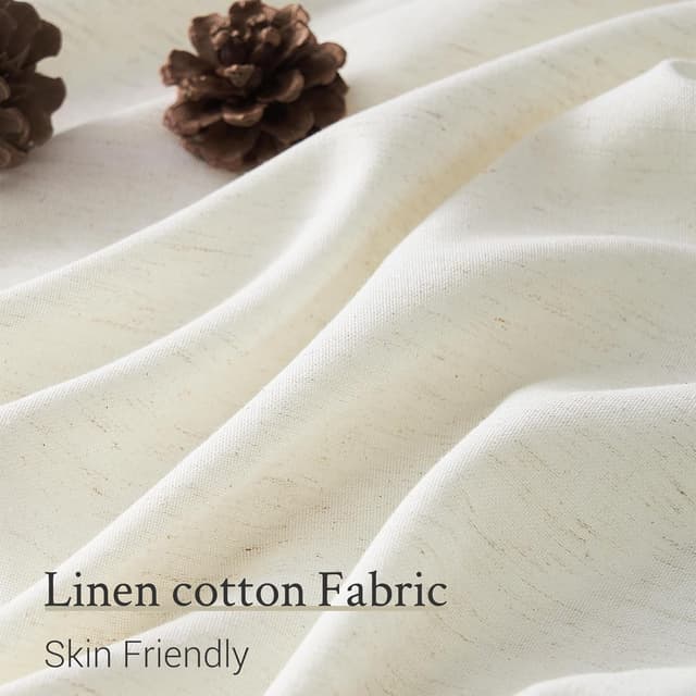 Detalle 2 de Topfinel 94-Inch Pinch Pleat Linen Curtains (Set of 2 Panels) in Birch