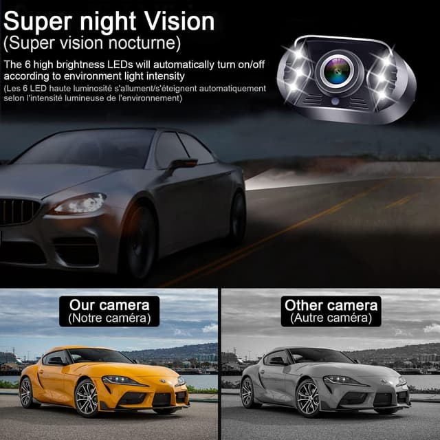 Detalle de Tomoia T1 Plug-and-Play Reversing Camera Kit with 4.3 inch Monitor, HD 1080P Colour Night Vision and DIY Guide Lines