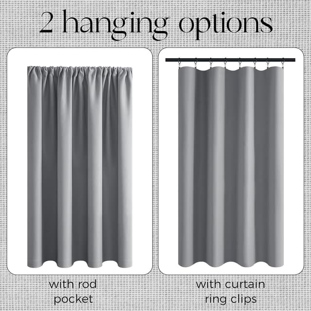 Detalle de CUTEWIND lot de 2 rideaux occultants thermiques courts 60 x 90 cm gris clair