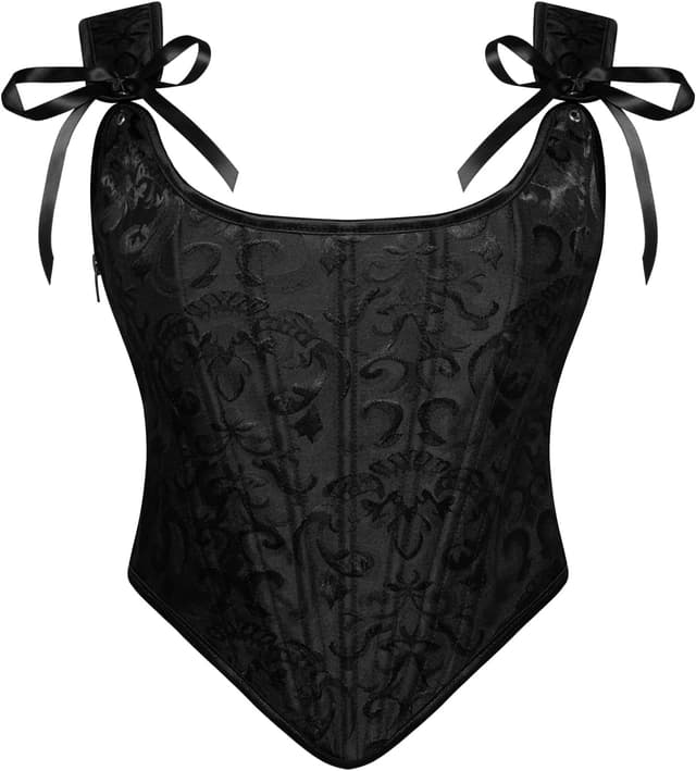 Detalle de Scarlet Darkness corset Renaissance pour femme en satin, à lacets style vintage