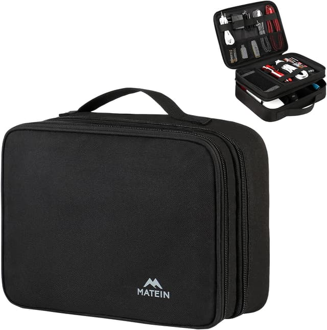 Detalle de MATEIN Kabel Organizer Tasche (groß) – wasserabweisende Elektronik-Reise-Tasche für iPad bis 12,9 Zoll, Ladegerät & mehr