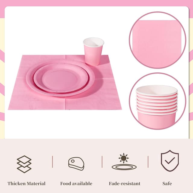 Thumbnail 3 de Nkaiso Hellrosa Partygeschirr 96-teilig