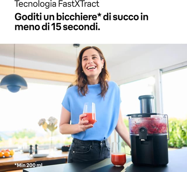 Detalle de Braun MultiJuice 5 SJ5000 spremiagrumi centrifuga con tecnologia ColdXtract, contenitore 1,5 L e sistema antigoccia