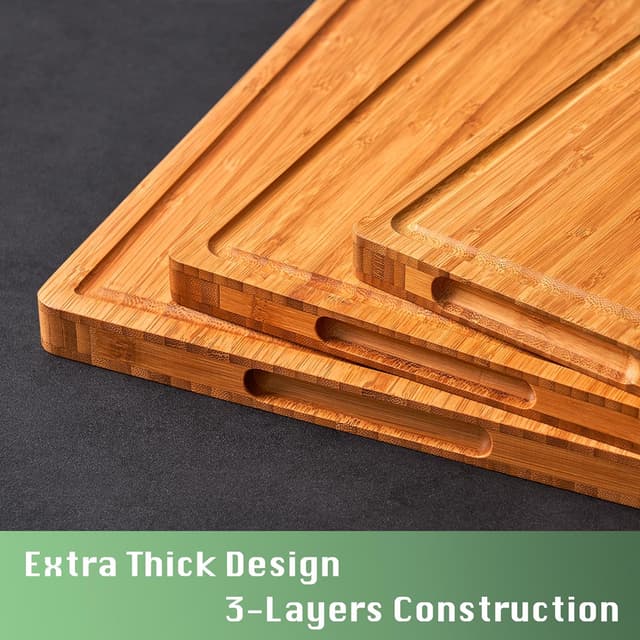 Detalle 2 de Bamboo Wood Cutting Board 16x11, 1" Thick 🍽