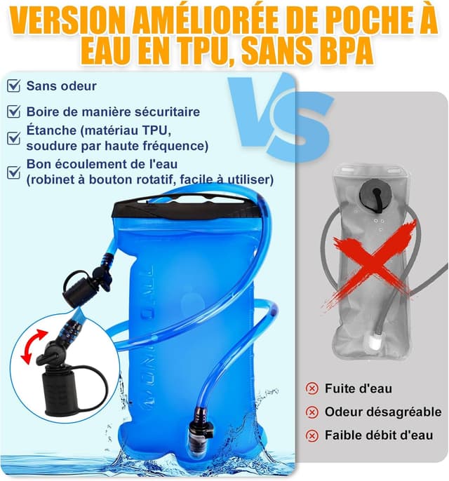 Detalle 2 de ONETOALL Gilet d’hydratation running (femme) avec flasque 500 ml et poche à eau 2 L, 150 g