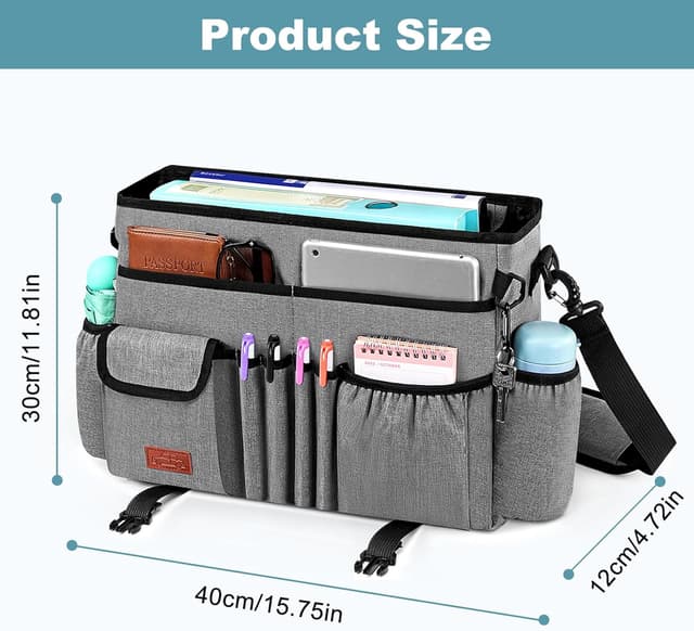 Detalle de Eurhomewit Autositz Organizer Vordersitz 2-in-1 mit Laptopfach (15–17") & Rücksitz-Organizer, Grau