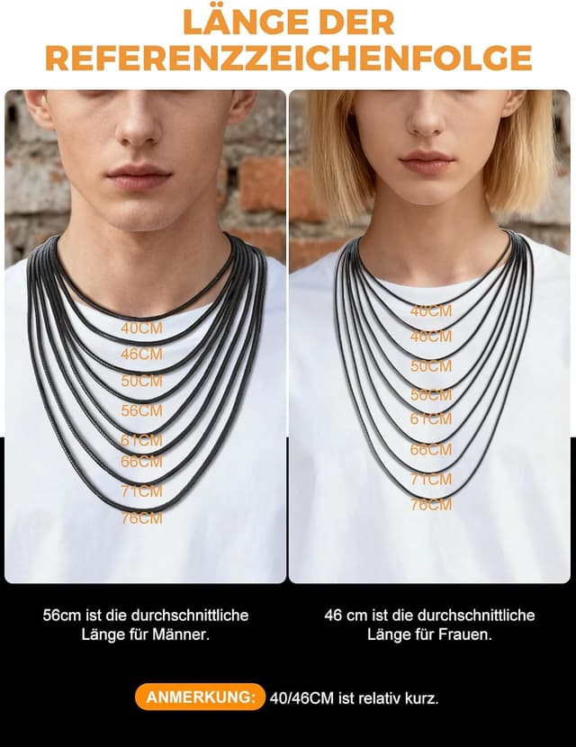 Detalle 2 de Richsteel Lederkette Herren Leder Halskette Choker 3 mm Schwarz/Braun mit Drehverschluss – 56 cm