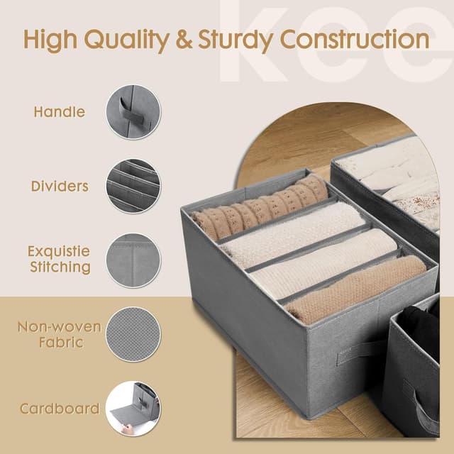 Detalle 2 de Criusia 6 Pack Large Clothes Organizer, Foldable Storage