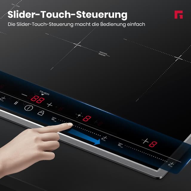 Thumbnail 6 de GASLAND IH774BFB Plaque de cuisson induction encastrable 77 cm – 4 foyers, cadre inox, zone BBQ