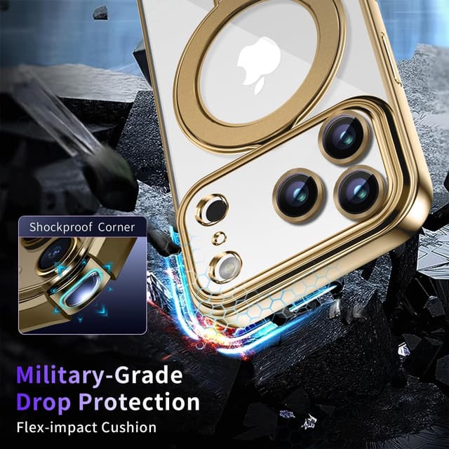 Detalle de Pmteyoim Magnetic iPhone 17 Pro Max Case with Invisible Stand, MagSafe Compatibility & Full Camera Lens Protection