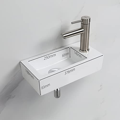 Detalle 2 de Ibergrif M41102-R Lavabo cerámica derecha 376×188×93 mm 🚽