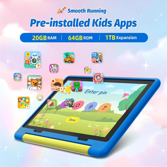 Detalle 2 de Laptok Android 15 Kids Tablet (10 inch) with Parental Control, Face ID, WiFi 6 and Dual Cameras