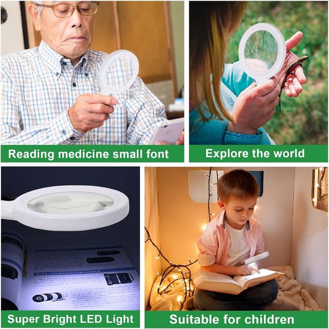 Detalle 2 de Lente d’ingrandimento con luce USB ricaricabile 30X/60X e 33 LED (3 modalità)