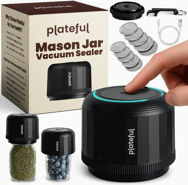 Imagen de Plateful Electric Mason Jar Vacuum Sealer Kit for Wide & Regular Mouth Jars en OfertitasTOP