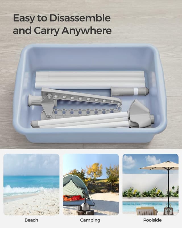 Detalle de SONGMICS Clothes Airer LLR510G01 with 3 Rotatable Arms (27 hangers capacity), foldable indoor drying rack