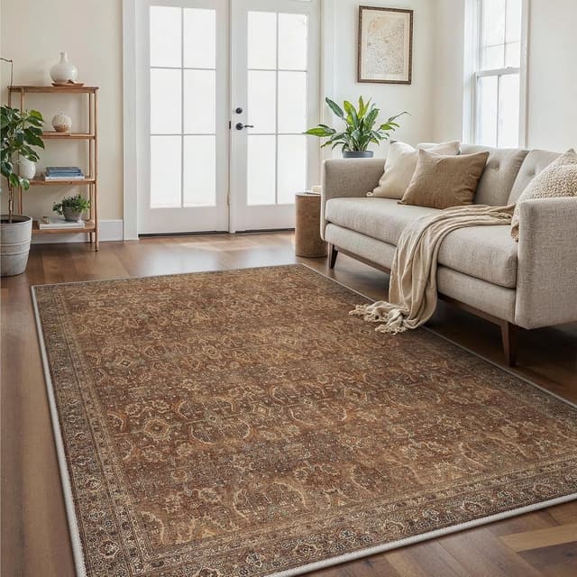 Thumbnail 6 de GENIMO Tapis de salon vintage style Persan Persan, gris foncé, lavable en machine avec dessous antidérapant (200x290 cm)