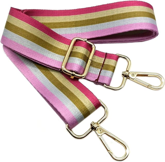 Detalle de Verstellbarer Schultergurt Tasche Rote Blume mit Karabiner Gold – Taschengurt zum Wechseln, 80–130 cm, 3,8 cm breit