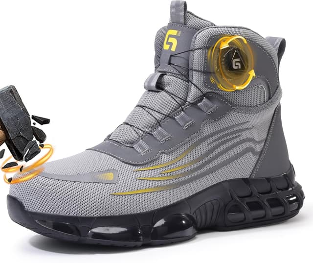 Thumbnail 6 de GUSAYEX Steel Toe Cap Trainers for Men – Lightweight Breathable Work Shoes with Swivel Buckle Laces