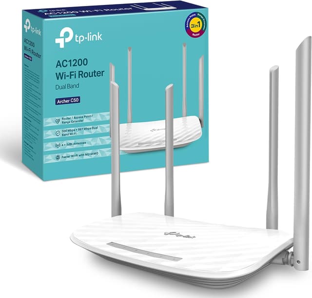 Detalle de TP-Link Archer C50 AC1200 Router — Dual‑Band 867 Mbps