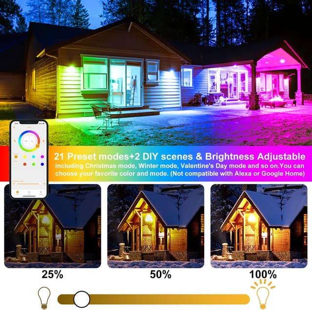 Detalle 2 de RGB LED Außen-Strahler 80W (2er-Set) mit Bluetooth-App-Steuerung, IP66 – kühles Weiß + Millionen Farben