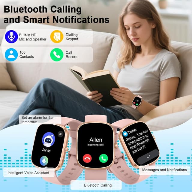 Detalle de IA Montre connectée pour Femme/Homme avec ChatGPT, écran 1,91" et appels Bluetooth (IP68) – FitCloudPro