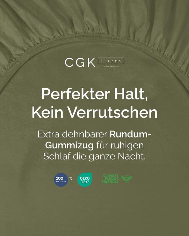 Detalle 2 de Spannbettlaken 140x200 cm Salbei Grün – extra tiefes Spannbetttuch bis 40 cm Matratzenhöhe (Oeko-TEX)