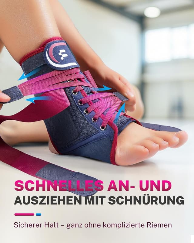 Detalle 2 de Fitomo Sprunggelenkbandage mit beidseitig herausnehmbaren Schienen, Schnellverschluss & „Figur 8“-Stütze – für Sport und Alltag
