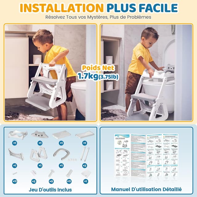 Thumbnail 5 de Orzbow Reducteur Toilette Enfant avec Marche 7 niveaux đźš˝