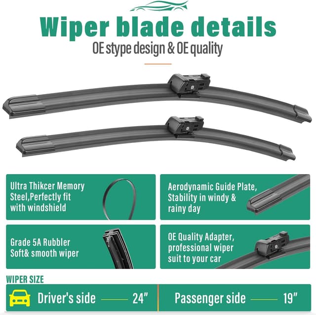 Detalle de 24/19/10 in Wiper Blade Set for Honda CR-V 2023-2025