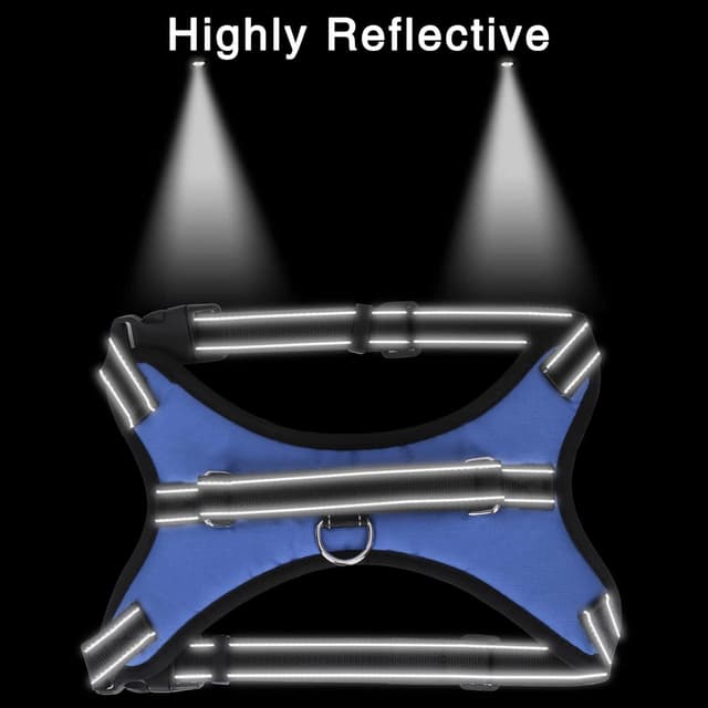 Detalle 1 de FYY No Pull Dog Harness (L-Blue) with Breathable Mesh, Reflective Strips & Sturdy Handle
