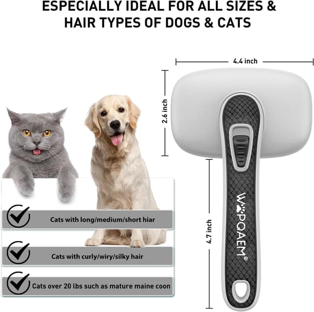 Detalle de WOPQAEM Self-Cleaning Slicker Cat Brush for short or long-haired cats (grey)