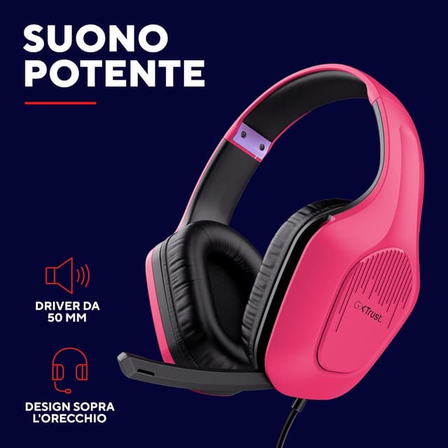 Detalle de GXTrust 418P Rayne cuffie gaming leggere con microfono, jack 3,5 mm, cavo 2 m (rosa) per PC, Xbox, PS4/PS5 e Switch