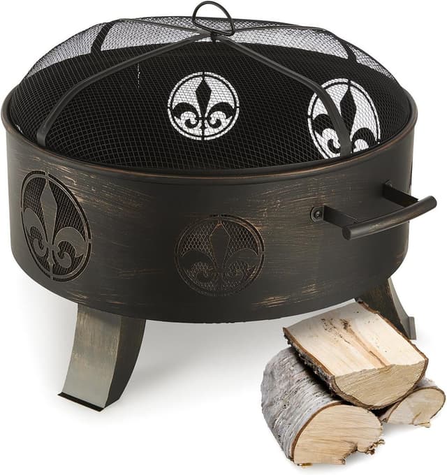 Detalle 2 de blumfeldt Boston – Braséro de chauffage extérieur Ø 70 cm en acier noir, avec grille anti-étincelles