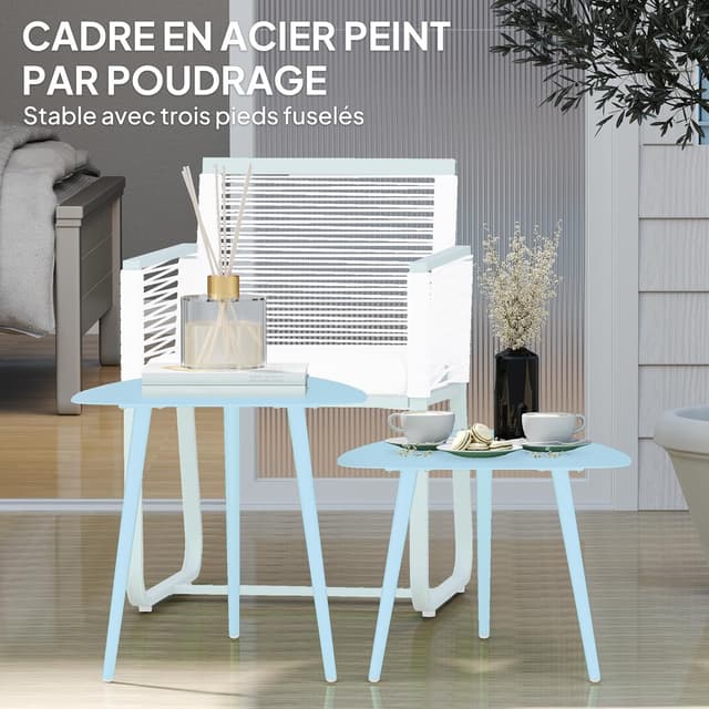 Detalle de Lot de 2 tables basses jardin Outsunny