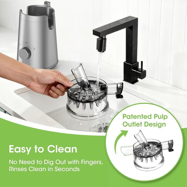 Detalle de SMALLHOO cold press juicer, 5.3-inch chute