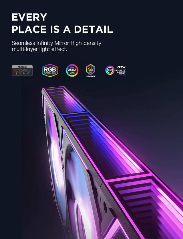 Detalle de AsiaHorse Dawn Pro 120mm ARGB PWM Case Fan (Modular Daisy Chain, Forward/Reverse Blades)