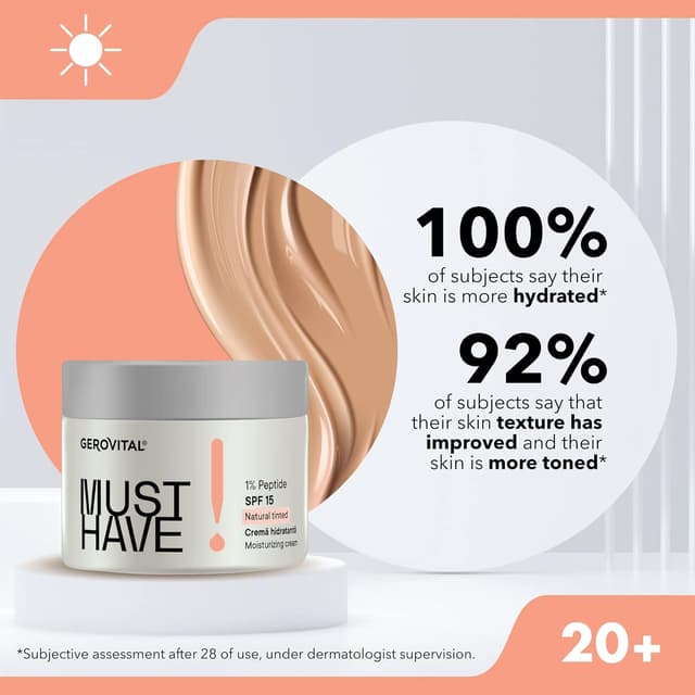 Detalle de Gerovital Must Have DD Feuchtigkeitscreme mit 1% Peptiden & SPF 15 – Tagespflege für Gesicht und Hals