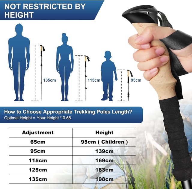 Detalle de AUTOPkio bâtons de marche télescopiques en aluminium pour femmes (65 à 135 cm)